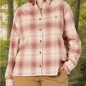 Carhartt Women's Rugged Flex Loose Fit Midweight Flannel Shirt Stucco
Size Large